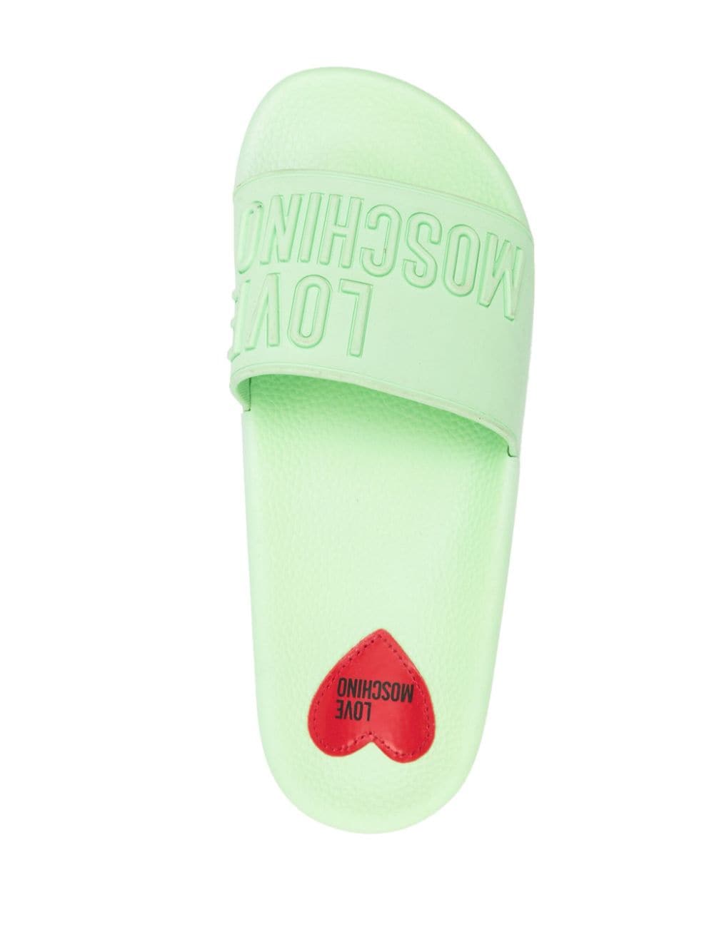Shop Love Moschino Logo-embossed Slip-on Flip Flops In Green