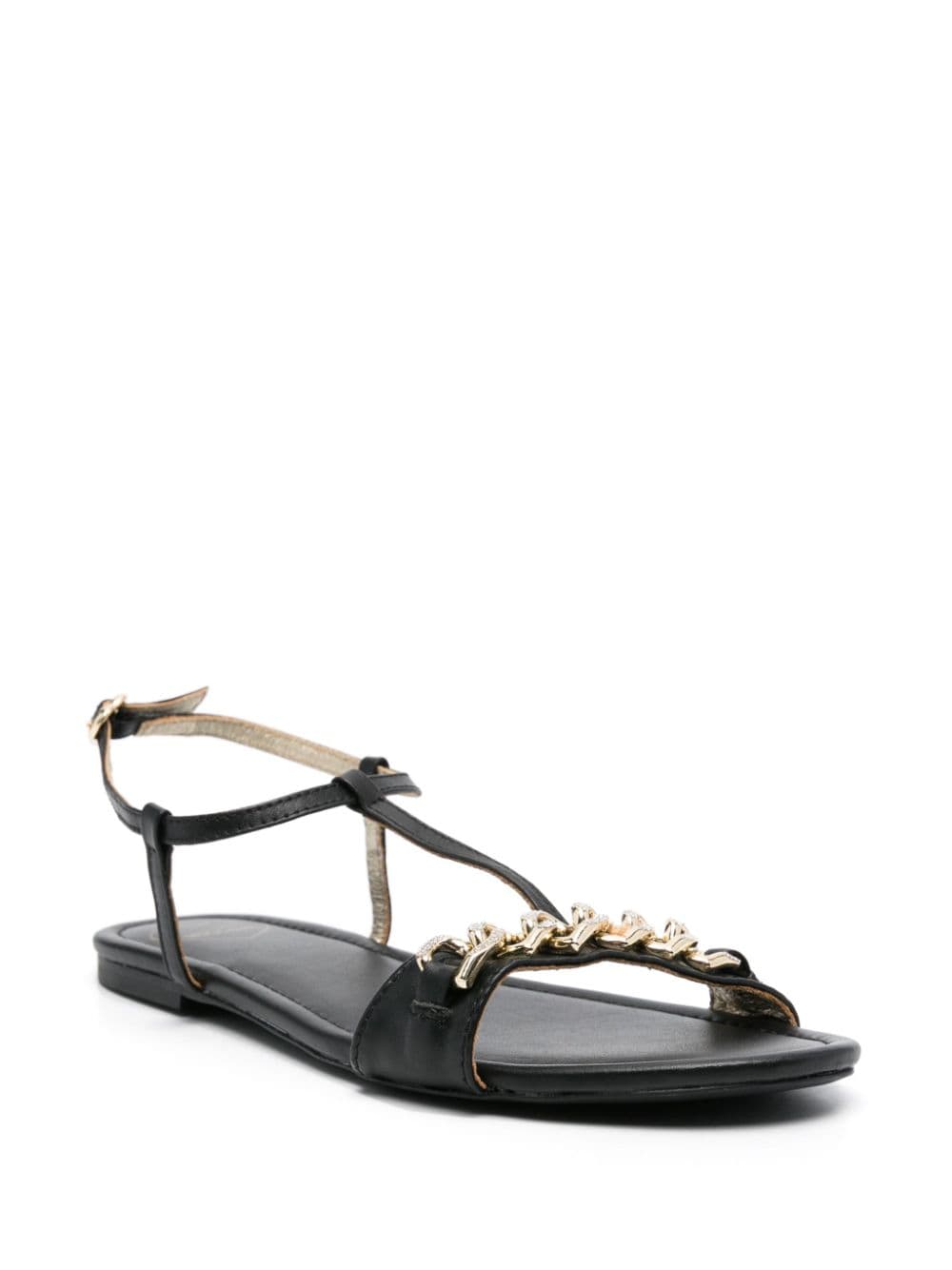 Shop Love Moschino Chain-link Detail Sandals In Black