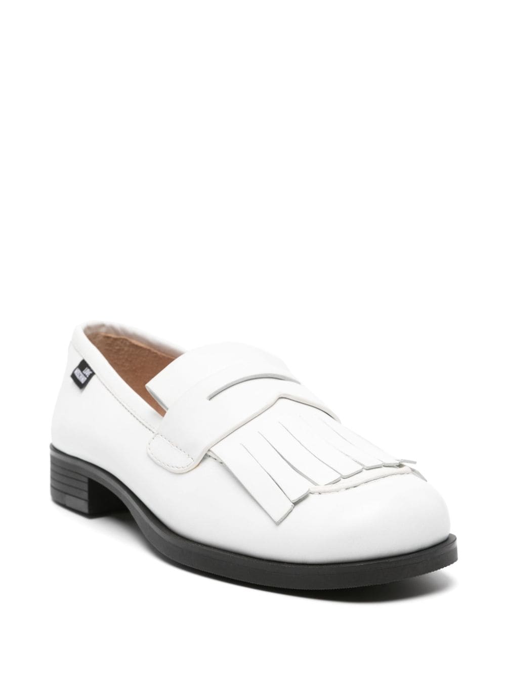 Shop Love Moschino Tassel-embellished Leather Loafers In White