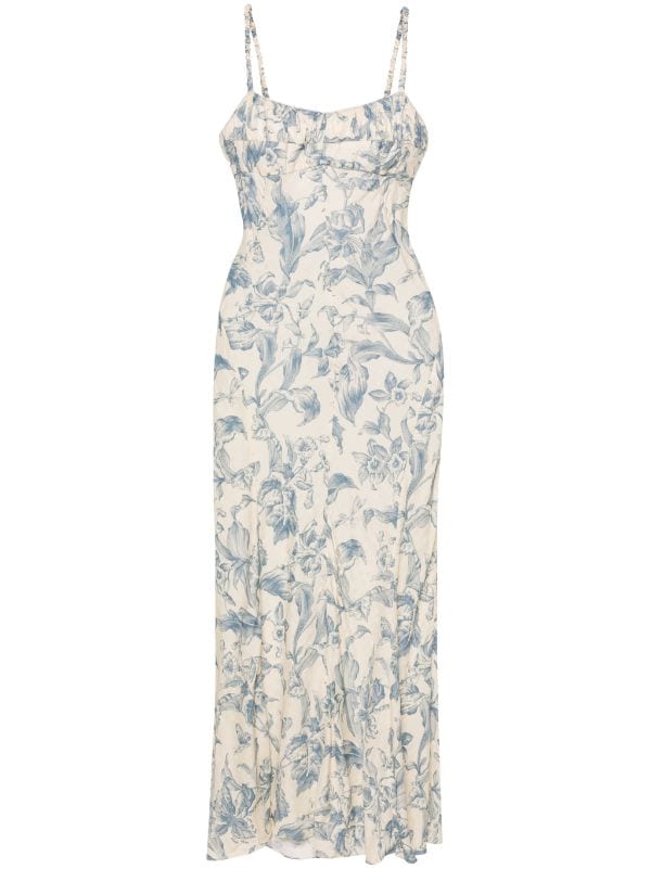 SANDRO floral-print lace-up Maxi Dress - Farfetch