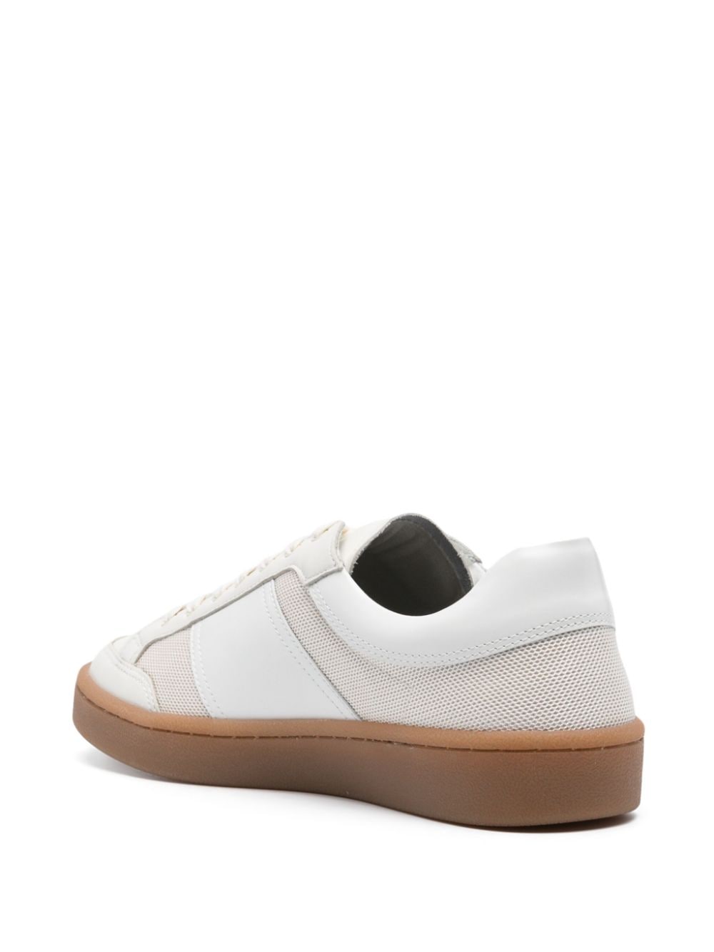 Shop Sandro Mesh-detailed Leather Sneakers In White