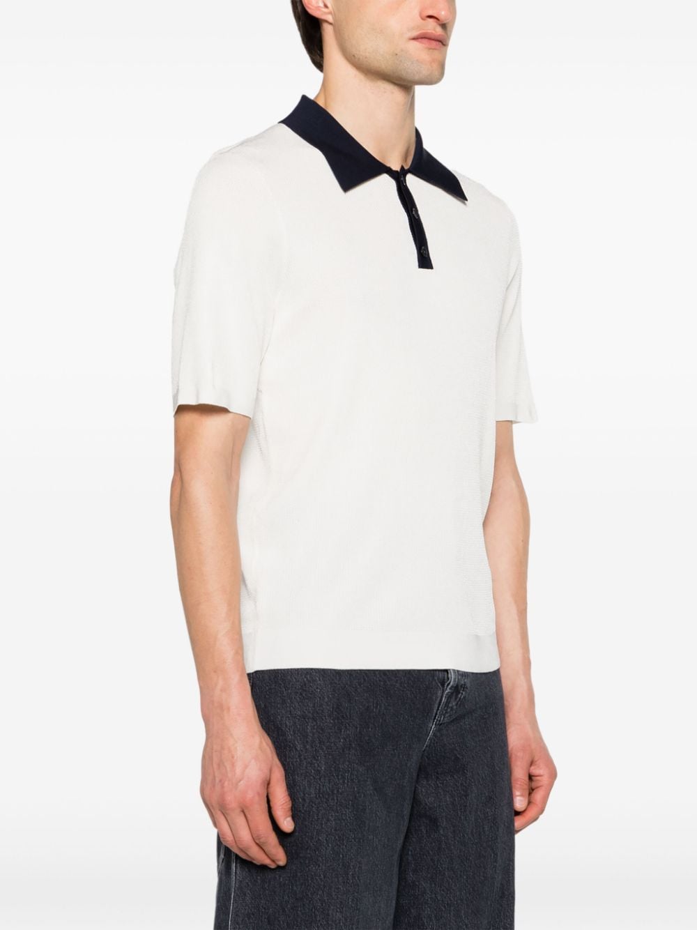 Shop Sandro Short-sleeve Knitted Polo Shirt In White