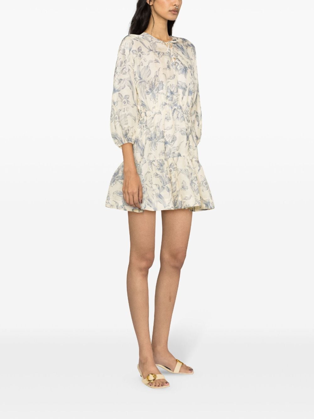 SANDRO Mini-jurk met bloemenprint Beige