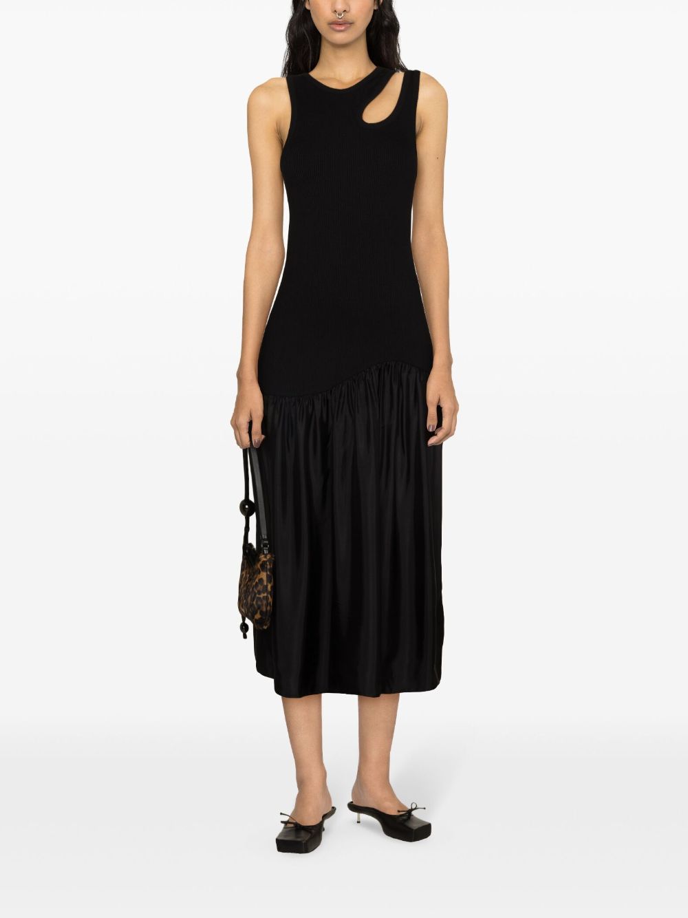 Shop Sandro Olane Ribbed-knit Maxi Dress In Black