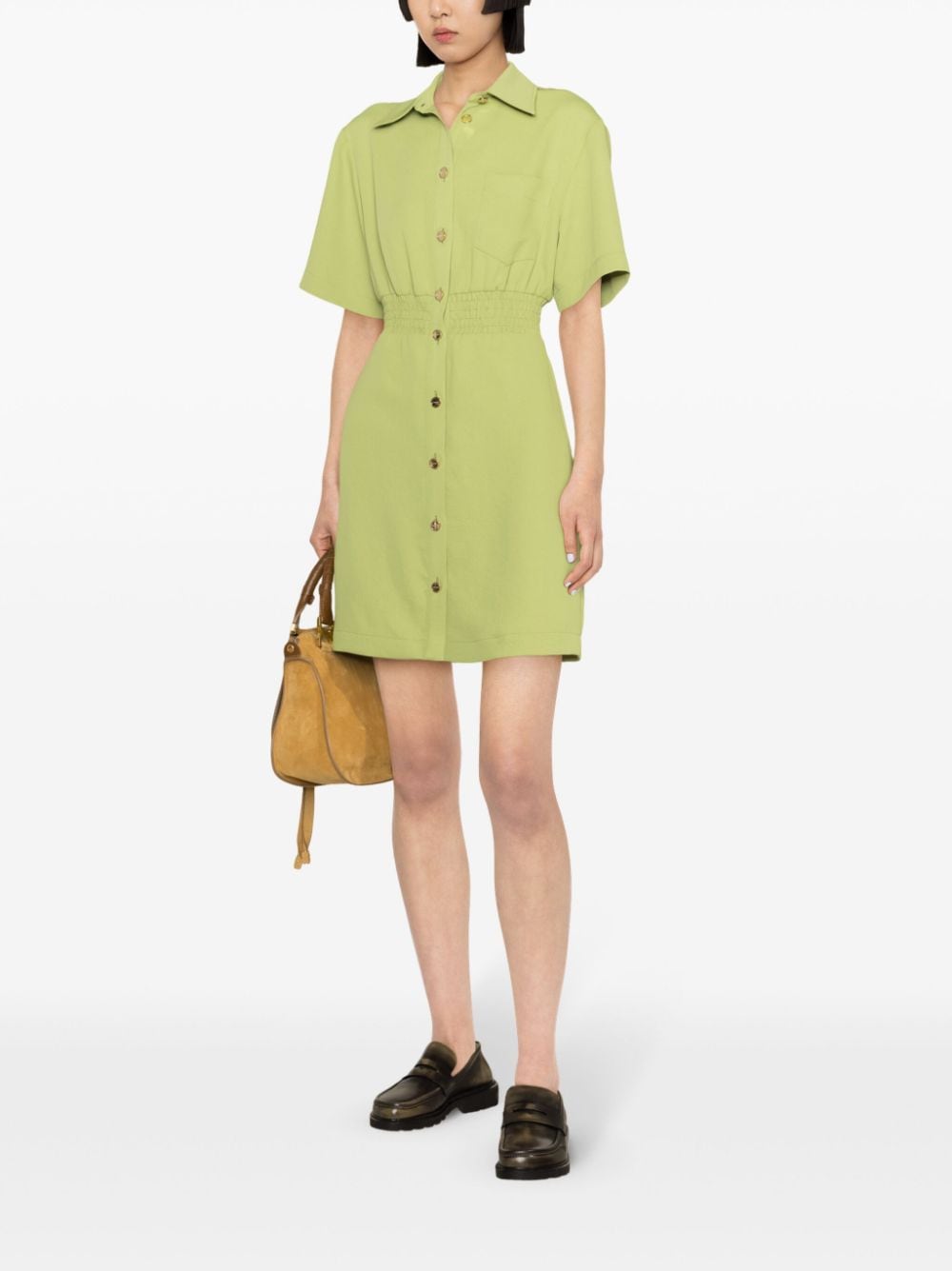 SANDRO Ella mini-jurk met elastische taille Groen