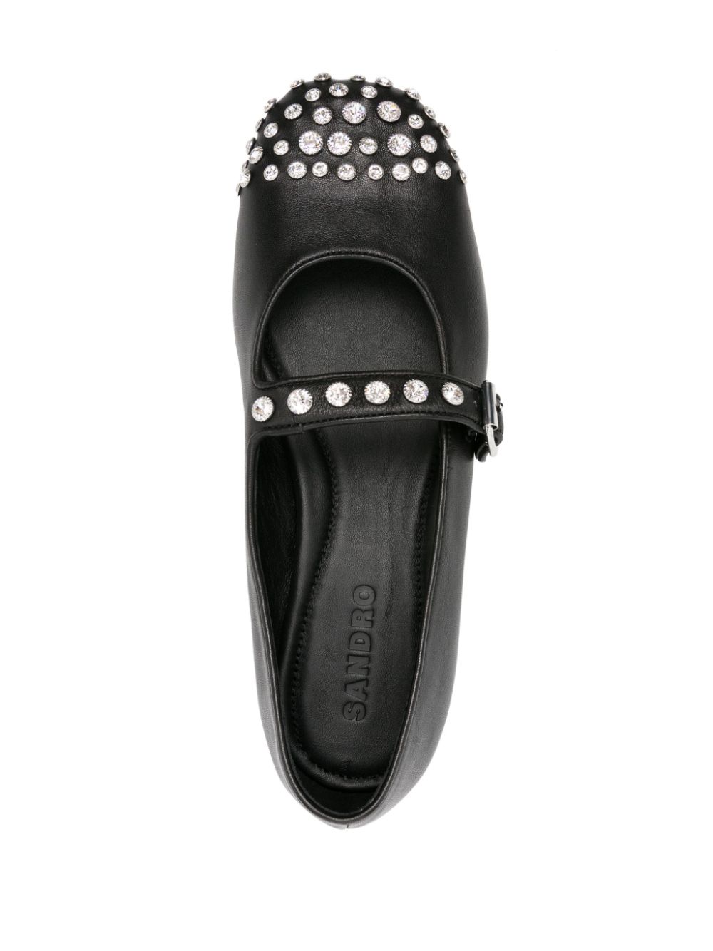 Shop Sandro Salna Crystal-embellished Ballerina Shoes In Black