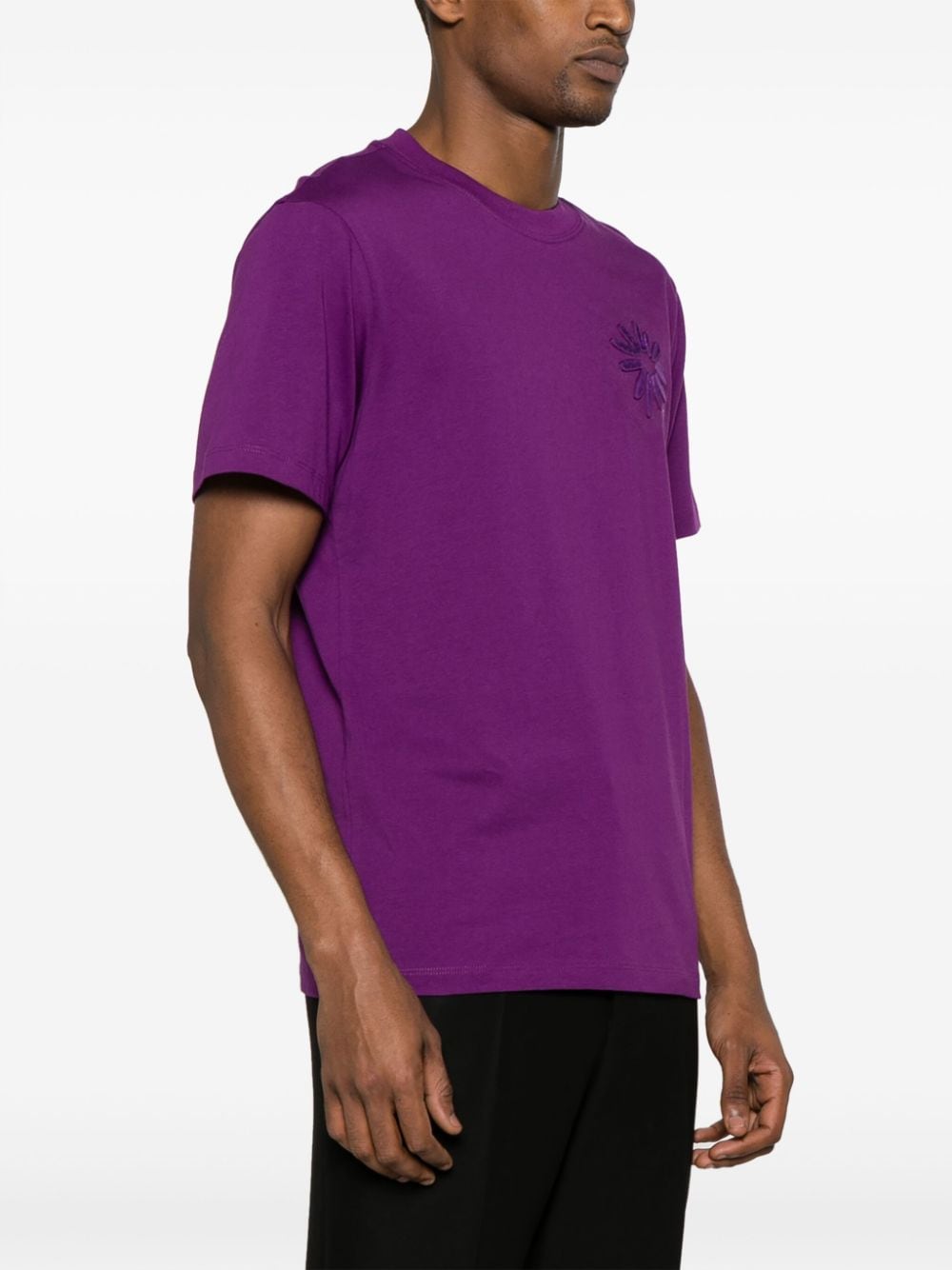 Shop Sandro Floral-appliqué T-shirt In Purple