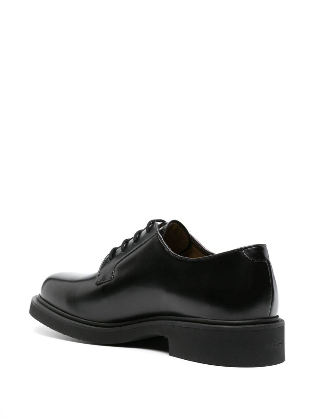 Shop Sandro Square-toe Leather Derby Shoes In Black