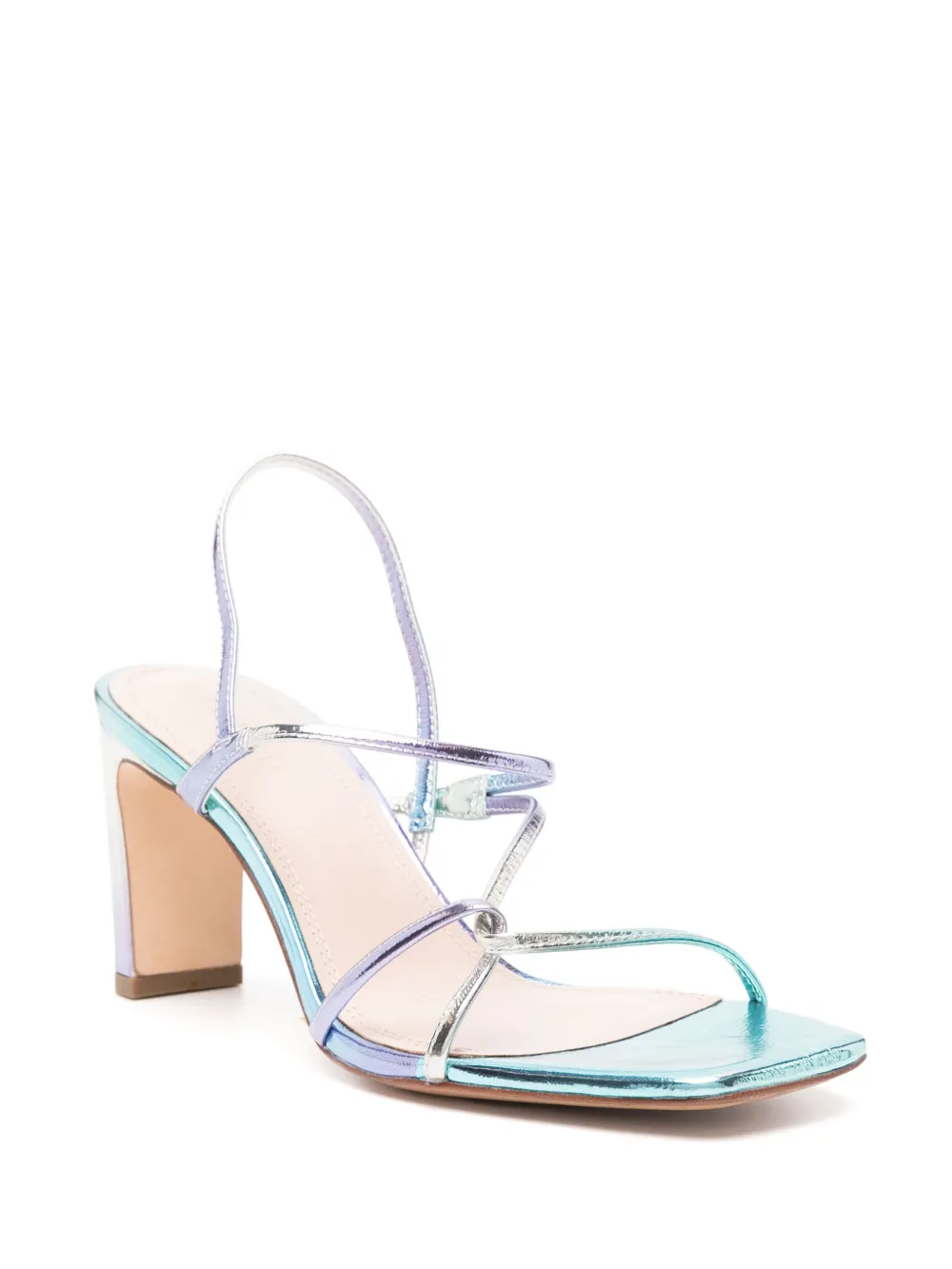 Shop Sandro Faye 80mm Iridescent Sandals In Blue