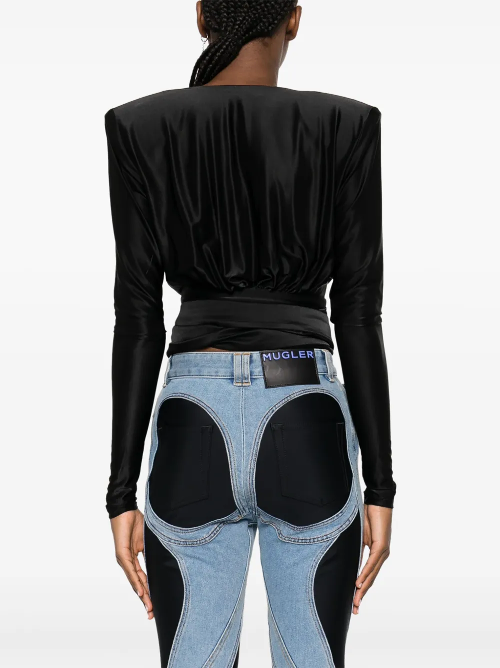 Alexandre Vauthier V-neck Tied-waist Blouse In Black