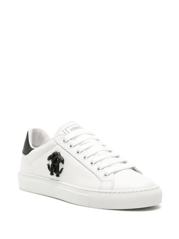 Roberto Cavalli Mirror Snake Leather Sneakers | White | FARFETCH