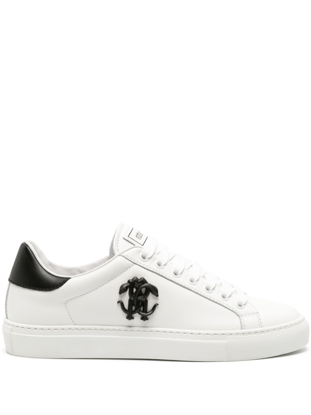 Shop Roberto Cavalli Mirror Snake Leather Sneakers In White