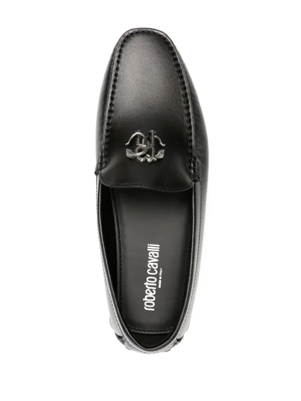 Roberto Cavalli Mirror Snake Leather Loafers Black FARFETCH UK