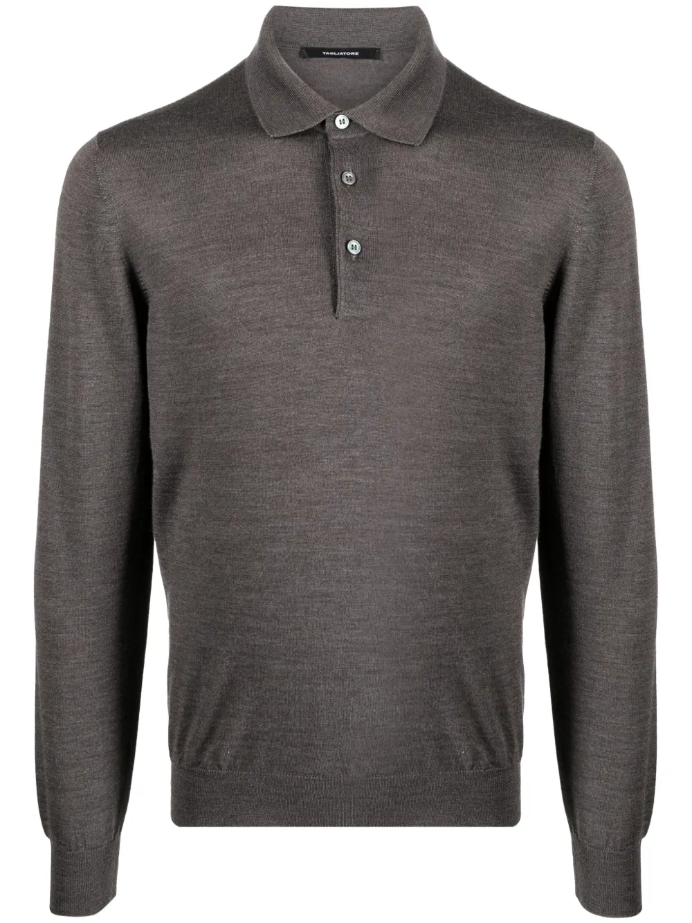 Tagliatore Button-fastening Virgin Wool Polo Shirt In Grey