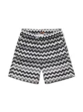 Missoni Kids two-tone zigzag drawstring swim shorts - Black