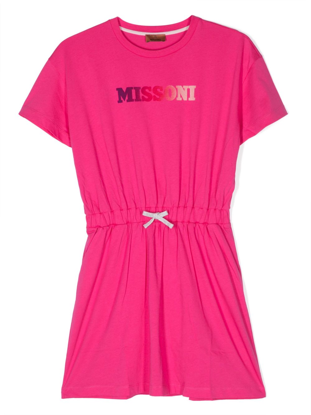 Missoni Kids' Logo-print Cotton Dress In Pink