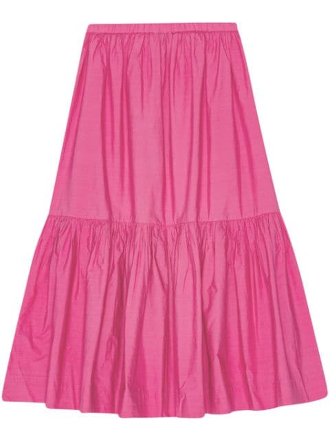 GANNI ruffled organic-cotton midi skirt