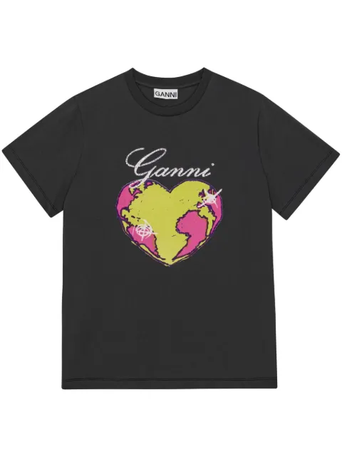 GANNI graphic-print organic cotton T-shirt