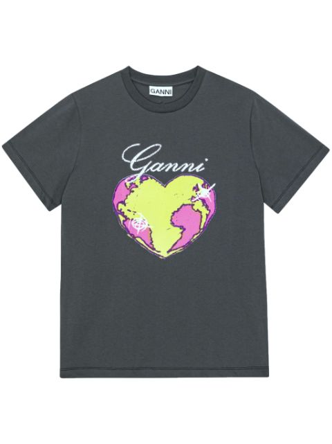 GANNI graphic-print organic cotton T-shirt