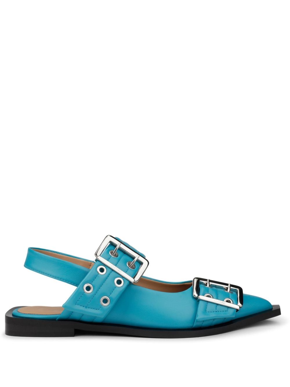 GANNI buckled-strap slingback ballerina shoes Blue