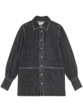 GANNI sequin-logo chambray shirt - Black