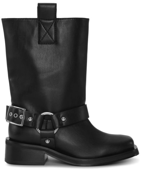 GANNI buckle-strap leather biker boots