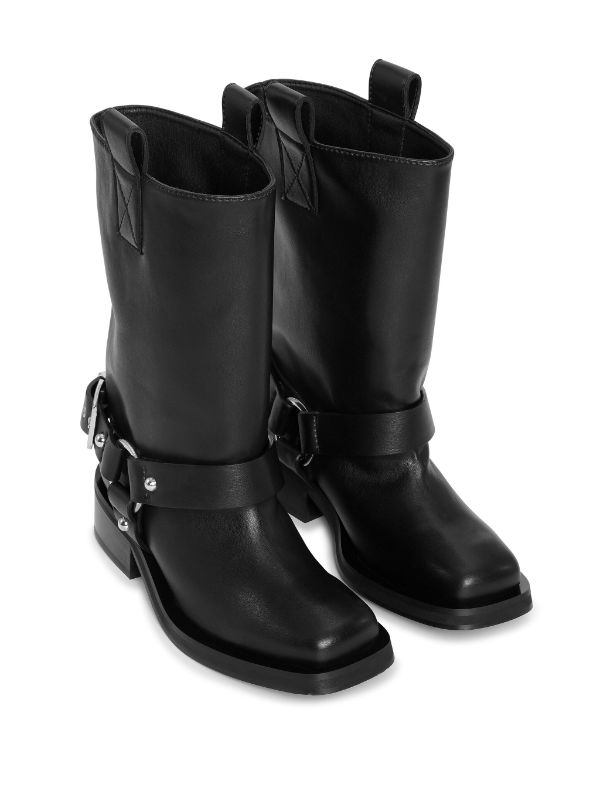 GANNI buckle-strap Leather Biker Boots - Farfetch