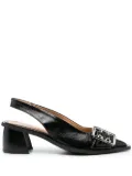 GANNI 50mm eyelet-detail slingback pumps - Black