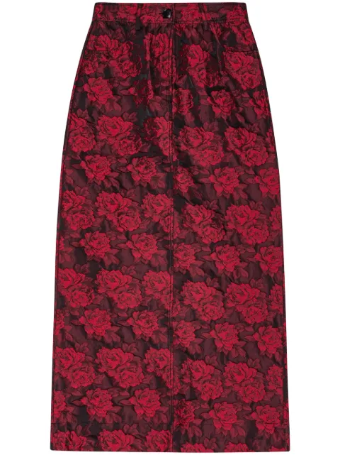 GANNI  botanical-print jacquard maxi skirt