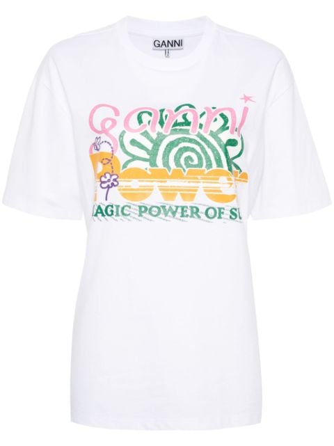 GANNI graphic-print organic-cotton blend T-shirt