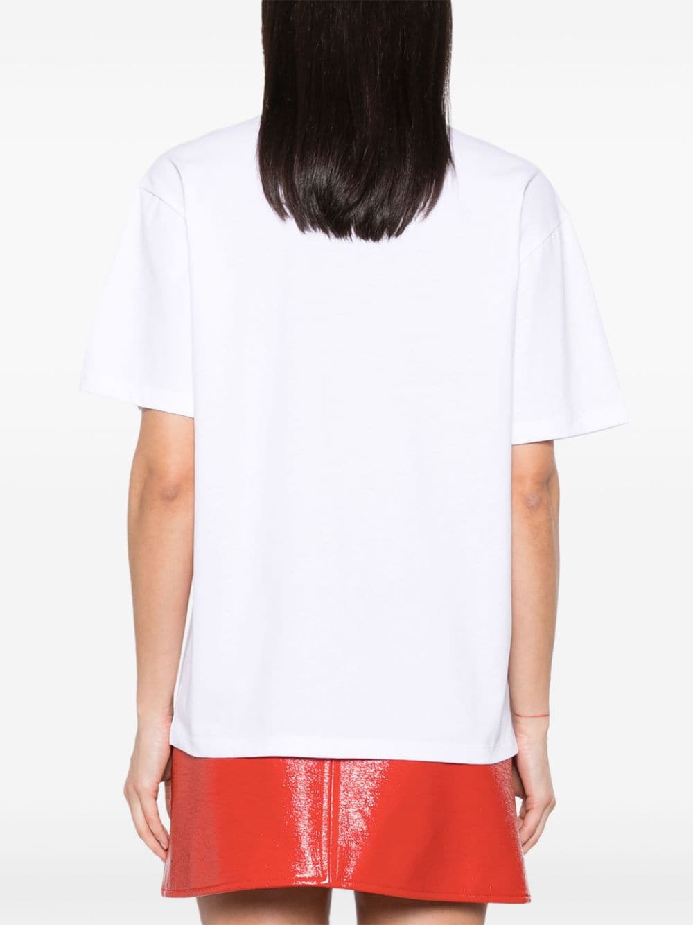 Shop Ganni Graphic-print Organic-cotton Blend T-shirt In White