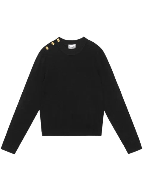 GANNI button-embellished knitted jumper
