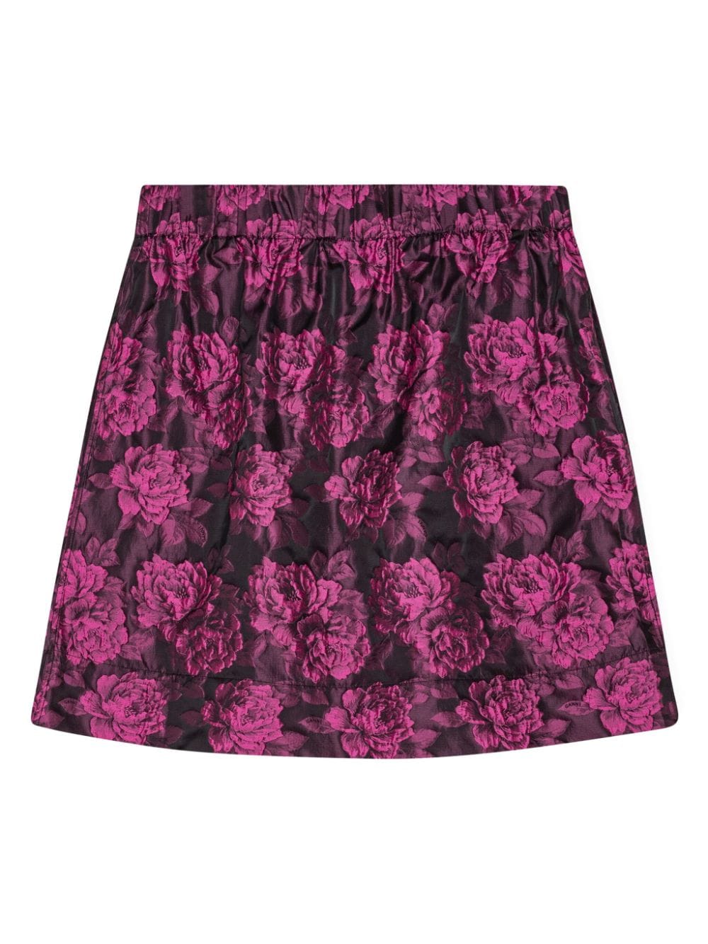 Shop Ganni Botanical-print Jacquard Miniskirt In Pink