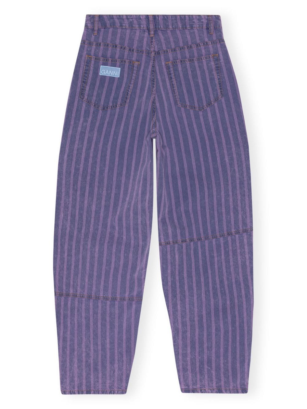 Shop Ganni Striped Organic-cotton Tapared Jeans In Purple