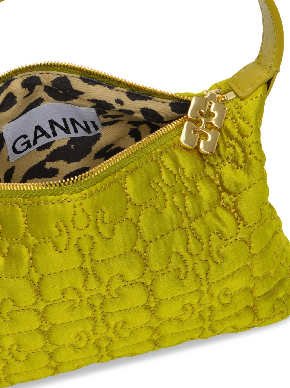 Ganni Butterfly Quilted Mini Bag In Green