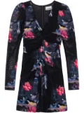 GANNI graphic-print gathered minidress - Black