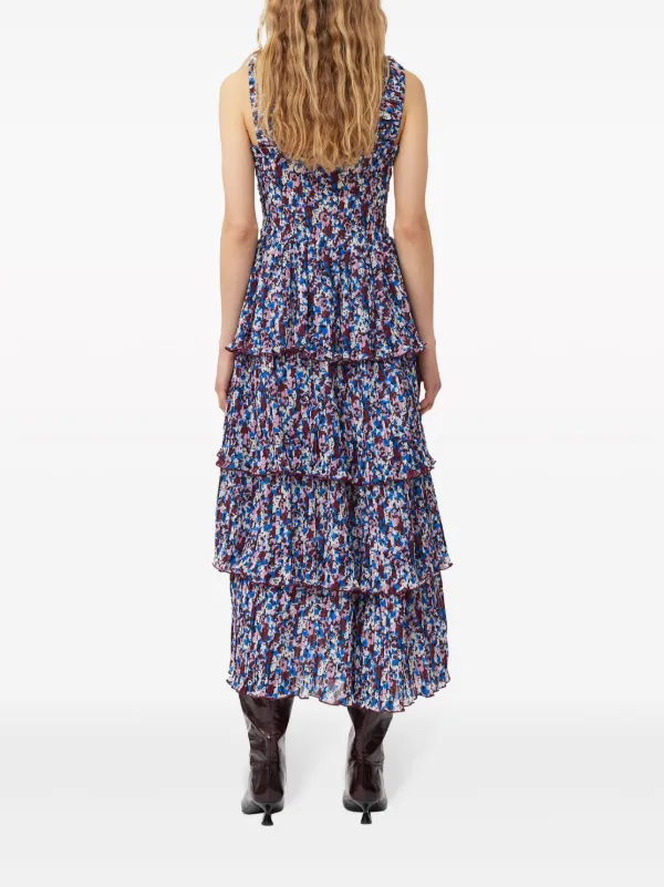 GANNI floral-print Layered Midi Dress | Blue | FARFETCH