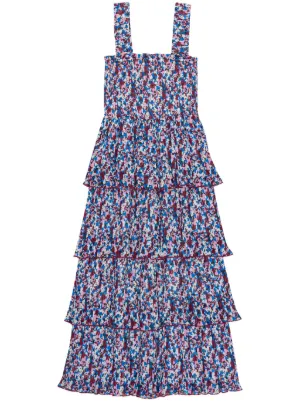 ganni pleated georgette dress blue GANNI
