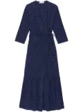 GANNI gingham-check pattern wrap midi dress - Blue