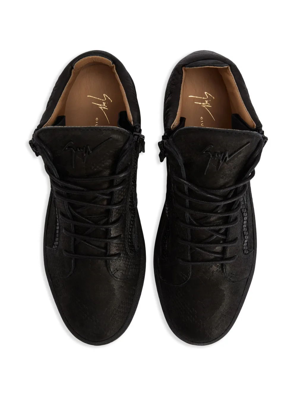 Kriss Snakeskin-Effect Mid-Top Sneakers
