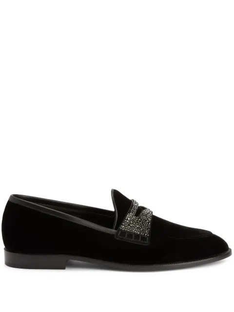 Giuseppe Zanotti Ermy rhinestone-detail velvet loafers