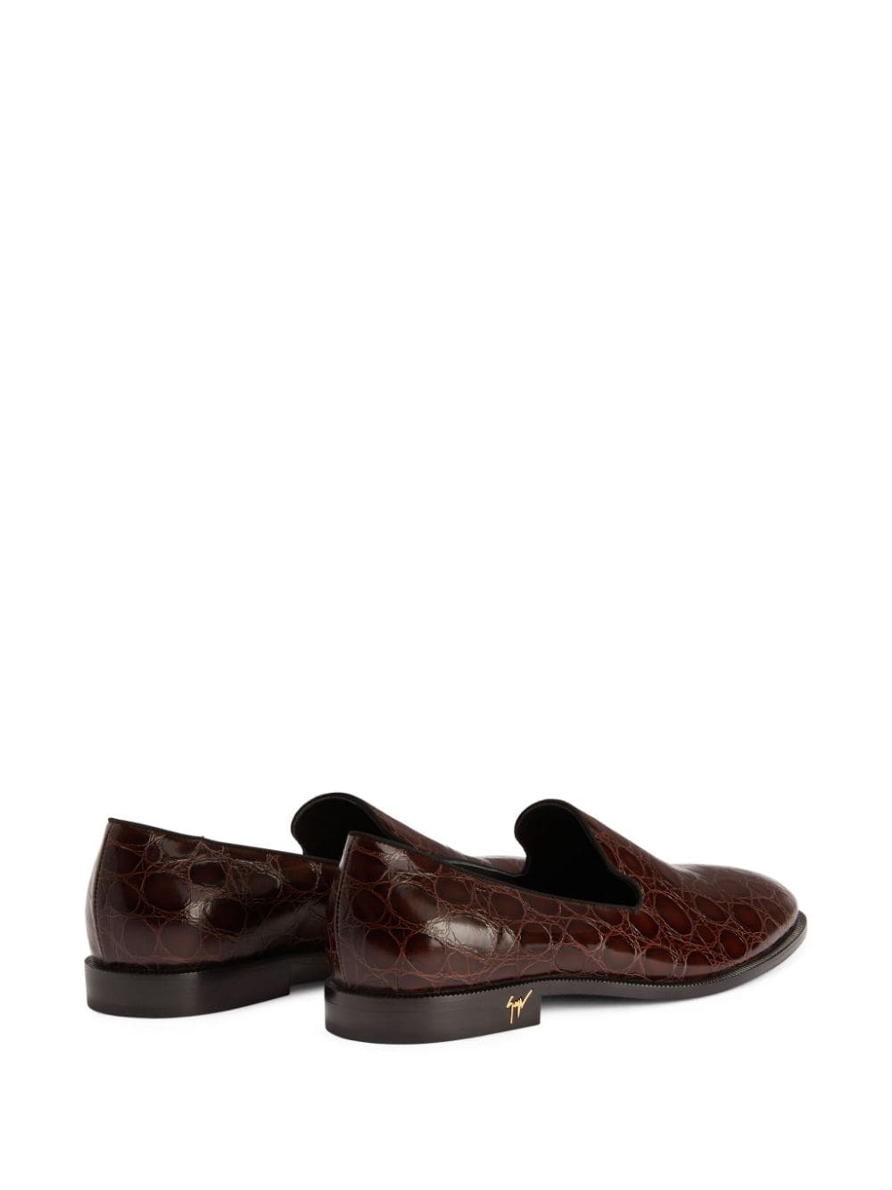 Shop Giuseppe Zanotti Gatien Crocodile-effect Leather Loafers In Brown