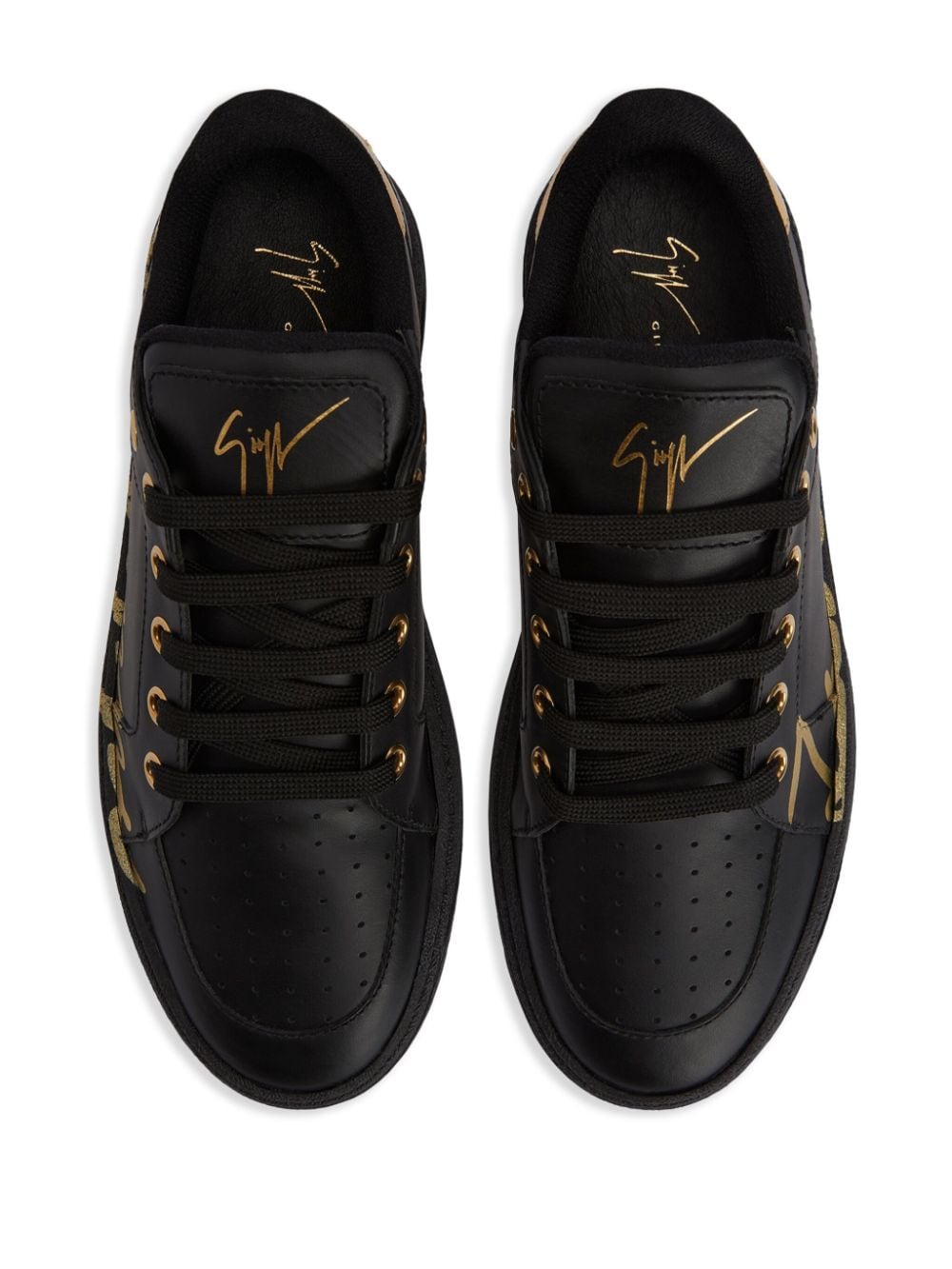 Shop Giuseppe Zanotti Gz94 Logo-print Leather Sneakers In Black