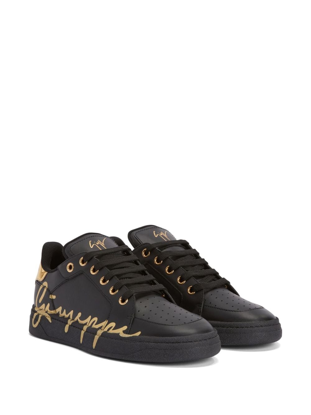 Shop Giuseppe Zanotti Gz94 Logo-print Leather Sneakers In Black