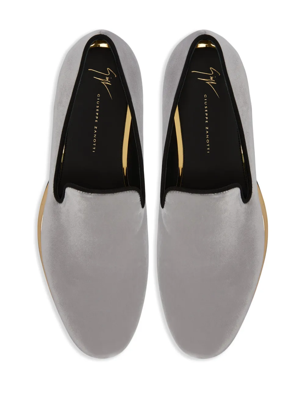 Shop Giuseppe Zanotti Flash Velvet Loafers In Grey