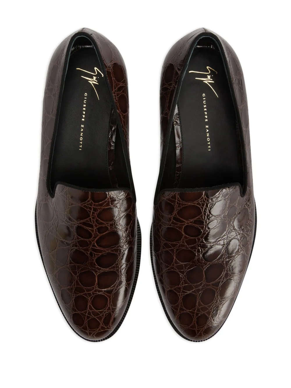 Giuseppe Zanotti Gatien loafers met krokodillen-reliëf Bruin