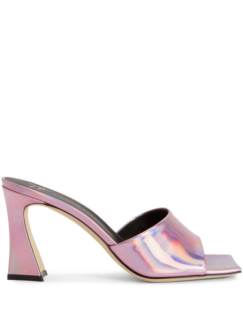 Shop Giuseppe Zanotti Solhene 85mm Iridescent Leather Sandals In Pink