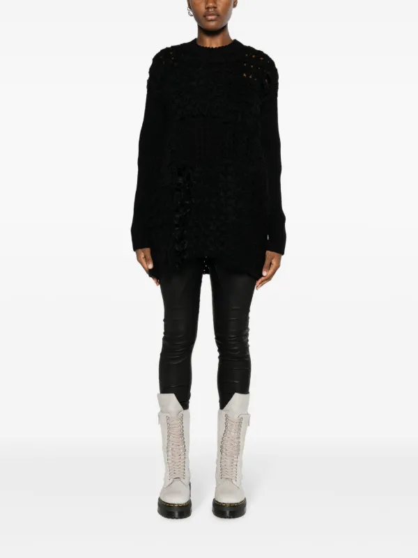 Junya Watanabe Panelled open-knit Jumper | Black | FARFETCH TR