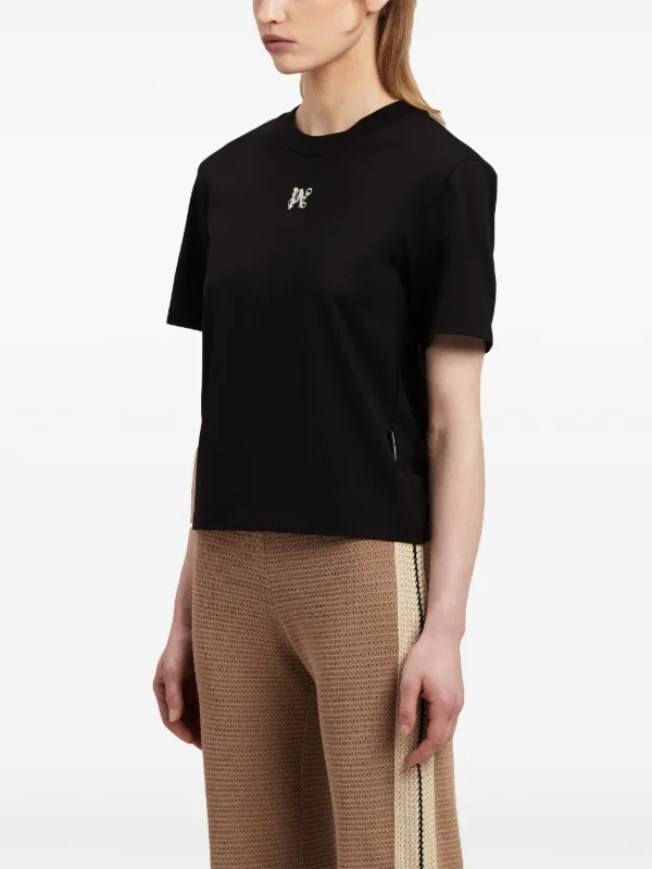 Palm Angels PA Monogram Cotton T-shirt | Black | FARFETCH