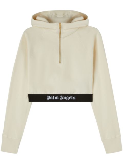 Palm Angels logo-tape cropped hoodie